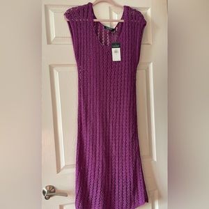 NWT LRL Ralph Lauren Knit Midi Dress Size L, slip dress underneath
